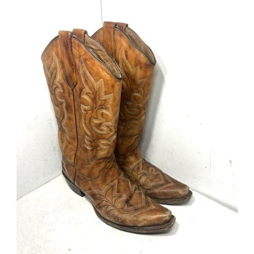 Circle G by Corral Womens Tan Leather Embroidered Western Cowboy Boots L5780 9